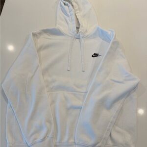 Nike Men's White Hoodie with Black Logo